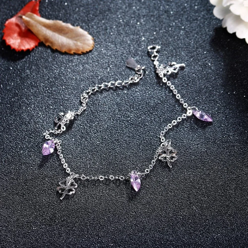Amethyst Sterling Silver Bracelet/Anklet - Picture 3 of 10